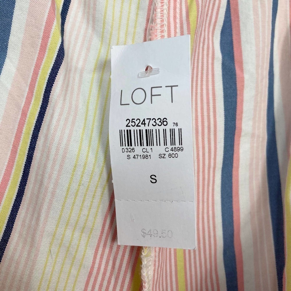 𝅺NWT Loft Striped Elastic Waist Drawstring Tie Waist Shorts with Pockets Size S - Picture 10 of 12